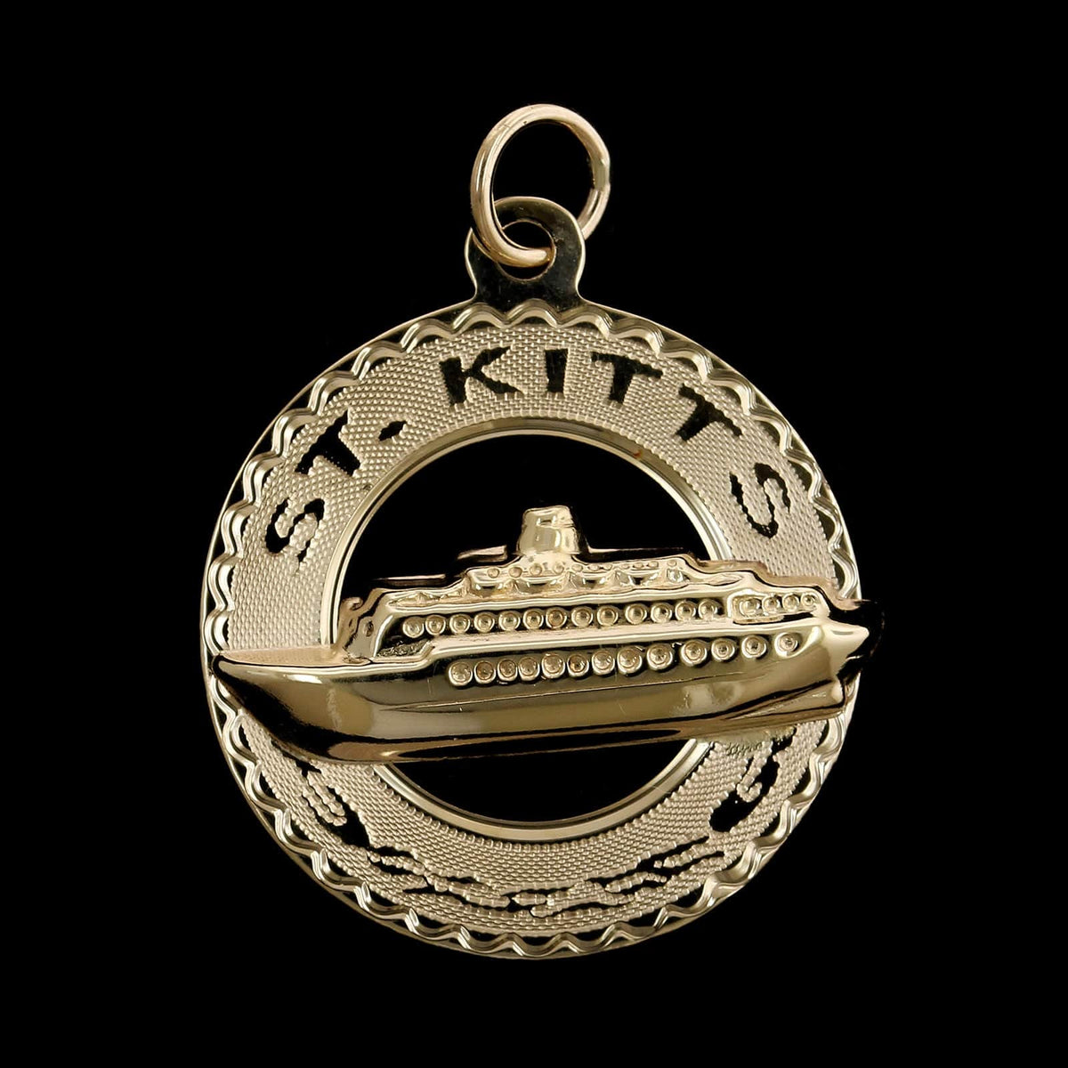 14K Yellow Gold Estate St. Kitts Cruise Ship Charm