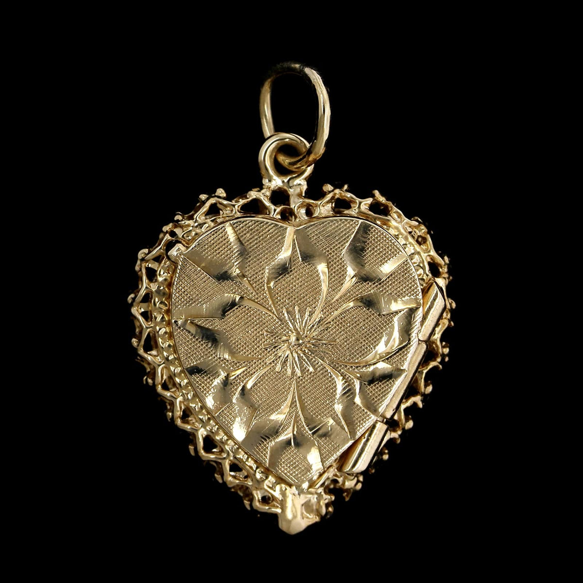 14K Yellow Gold Estate Heart Locket Charm