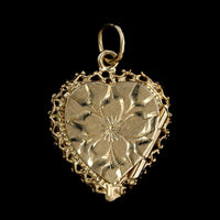 14K Yellow Gold Estate Heart Locket Charm