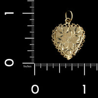 14K Yellow Gold Estate Heart Locket Charm