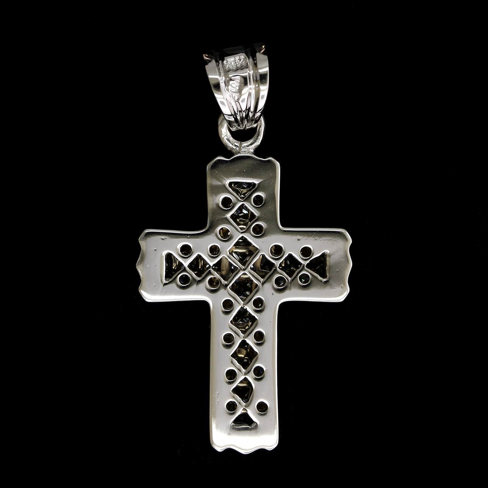 18K White Gold Estate Diamond Cross Pendant