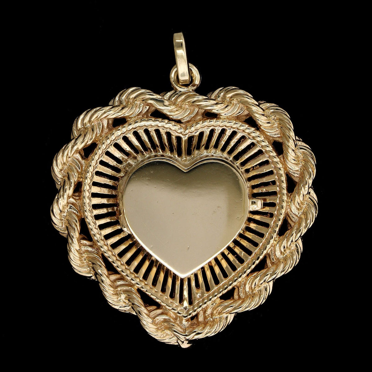 14K Yellow Gold Estate Heart Locket Pendant