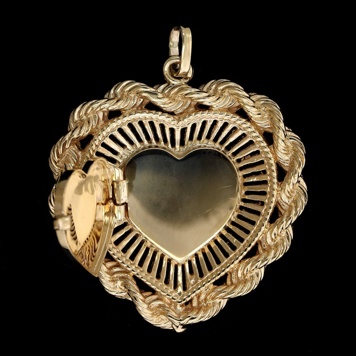 14K Yellow Gold Estate Heart Locket Pendant