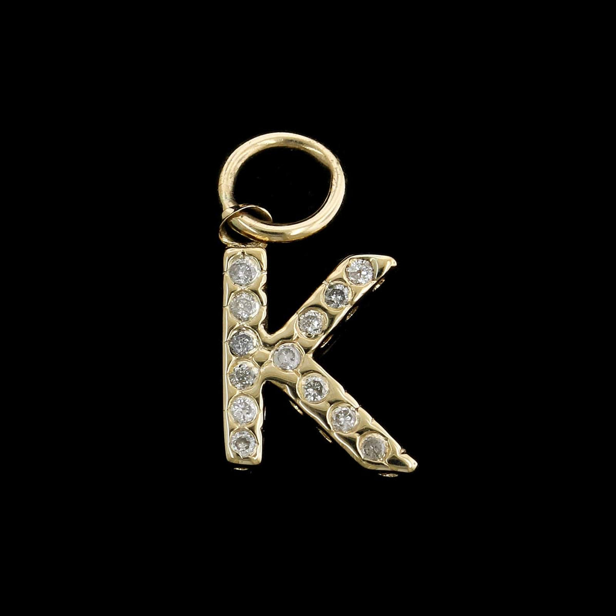 14K Yellow Gold Estate Diamond 'K' Charm