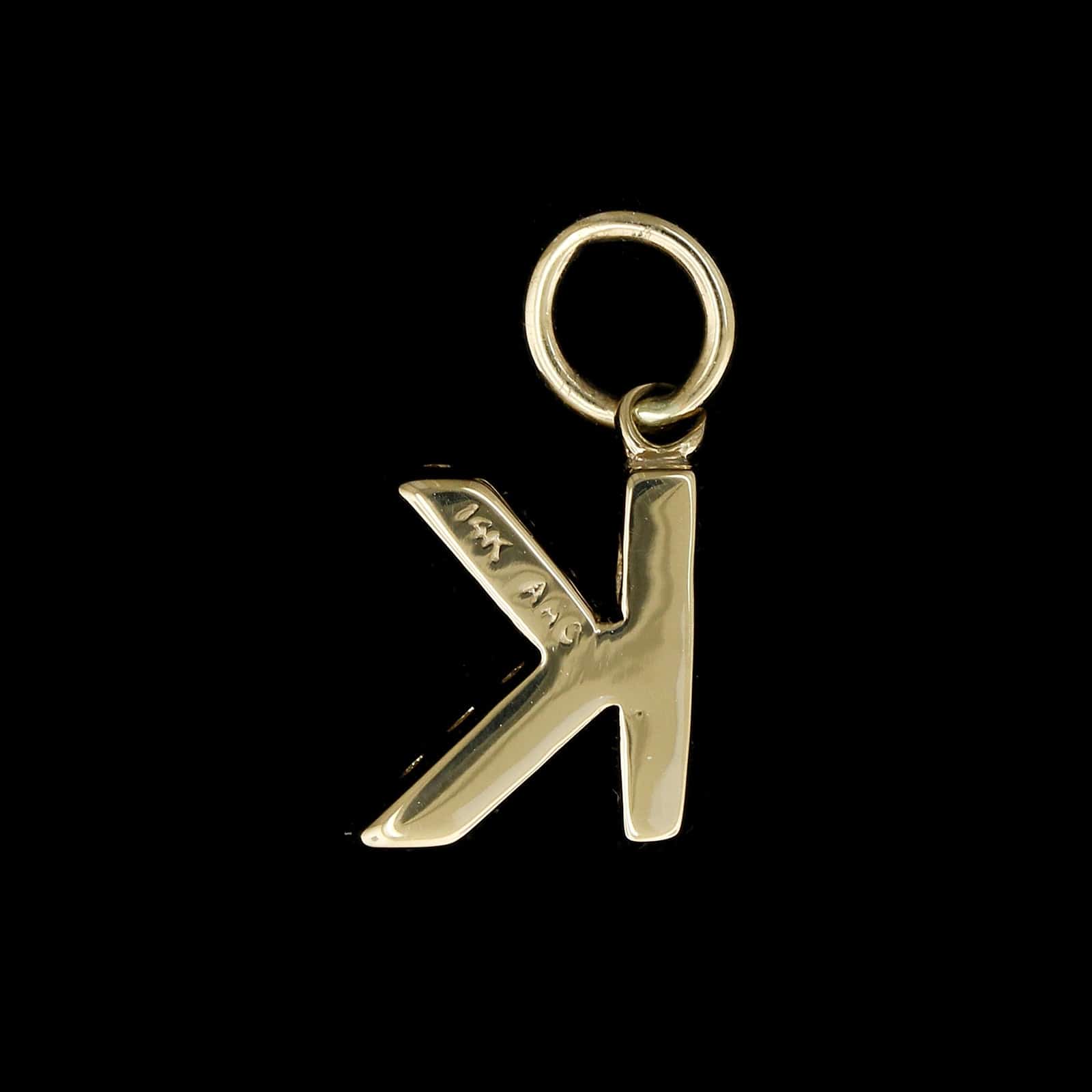 14K Yellow Gold Estate Diamond 'K' Charm