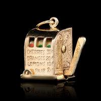 14K Yellow Gold Estate Movable Slot Machine Charm