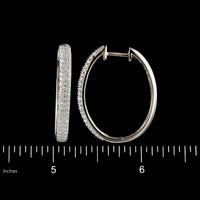 14K White Gold Estate Diamond Hoops