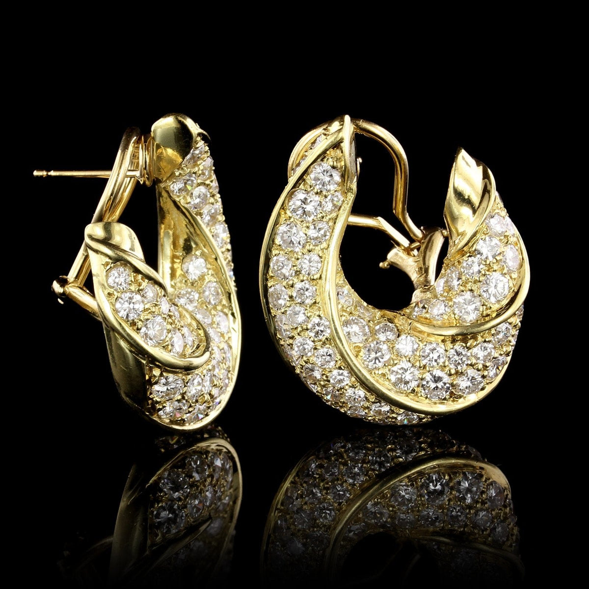 18K Yellow Gold Diamond Earrings