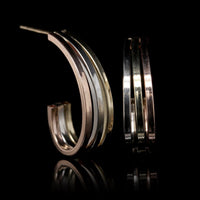 14K Tricolor Gold Estate Half Hoop Earrings