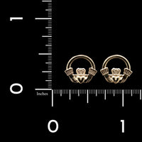 14K Yellow Gold Estate Claddagh Earrings