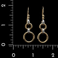 14K Two-tone Gold Estate Circle Drop Earrings