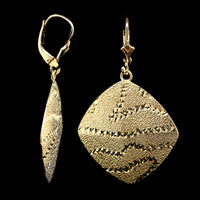 14K Yellow Gold Estate Textured Drop Earrings