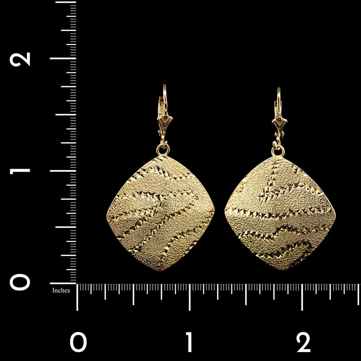 14K Yellow Gold Estate Textured Drop Earrings