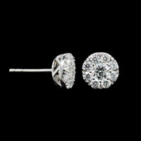 18K White Gold Estate Diamond Cluster Earrings