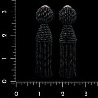 Oscar de la Renta Estate Black Short Beaded Tassel Earrings