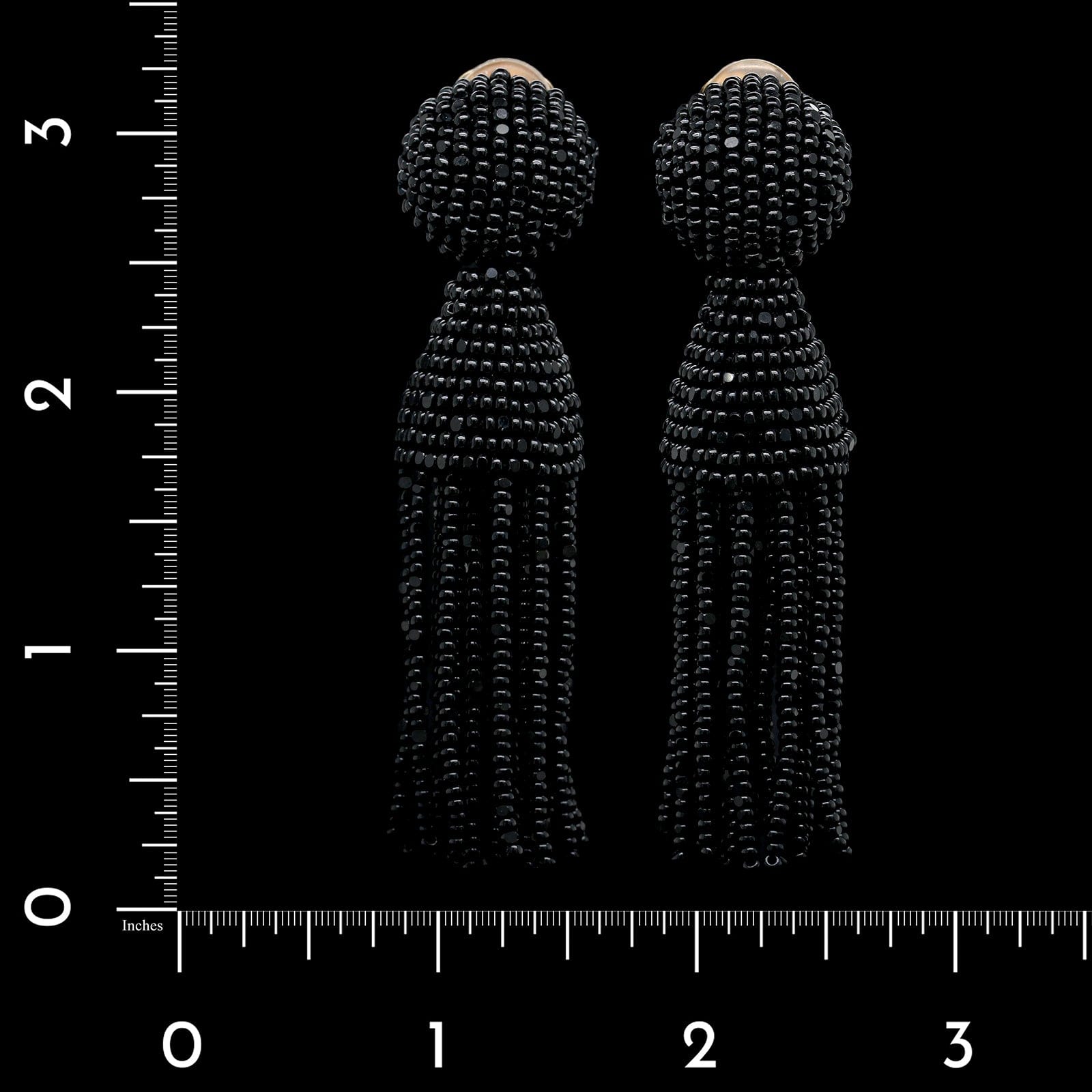 Oscar de la Renta Estate Black Short Beaded Tassel Earrings