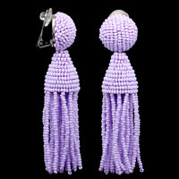 Oscar de la Renta Estate Lavender Short Beaded Tassel Earrings