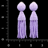 Oscar de la Renta Estate Lavender Short Beaded Tassel Earrings