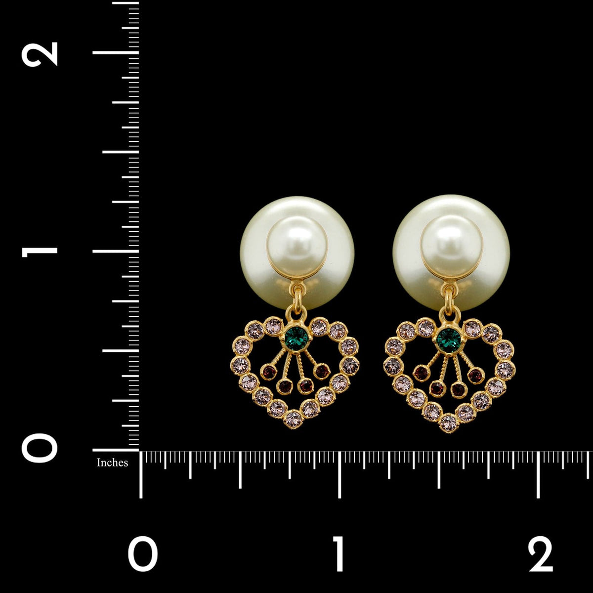 Dior Yellow Metal Crystal and Resin Pearl 'In Heart Lights' Tribales Estate Earrings