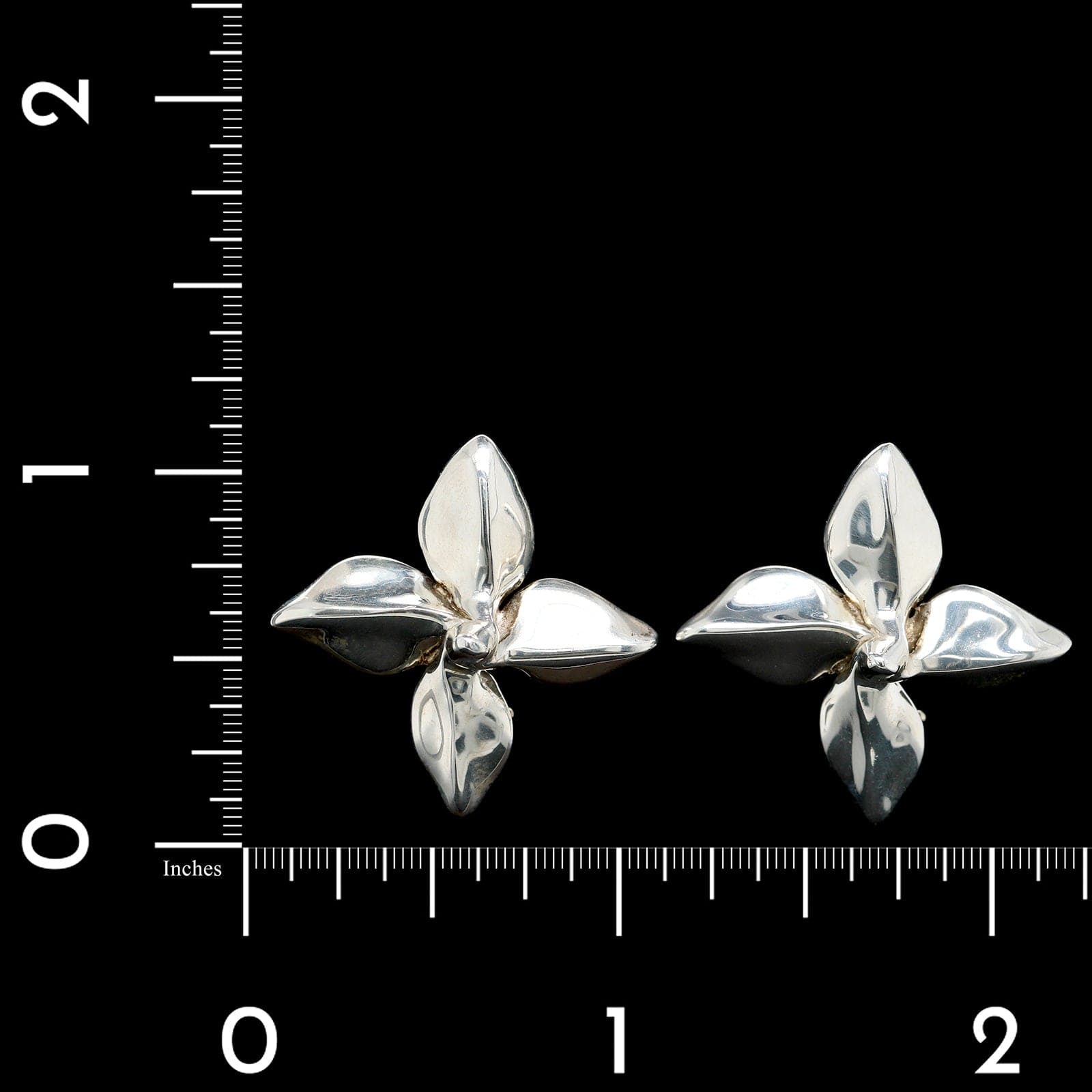 Tiffany & Co. Sterling Silver Estate Plumeria Flower Earrings