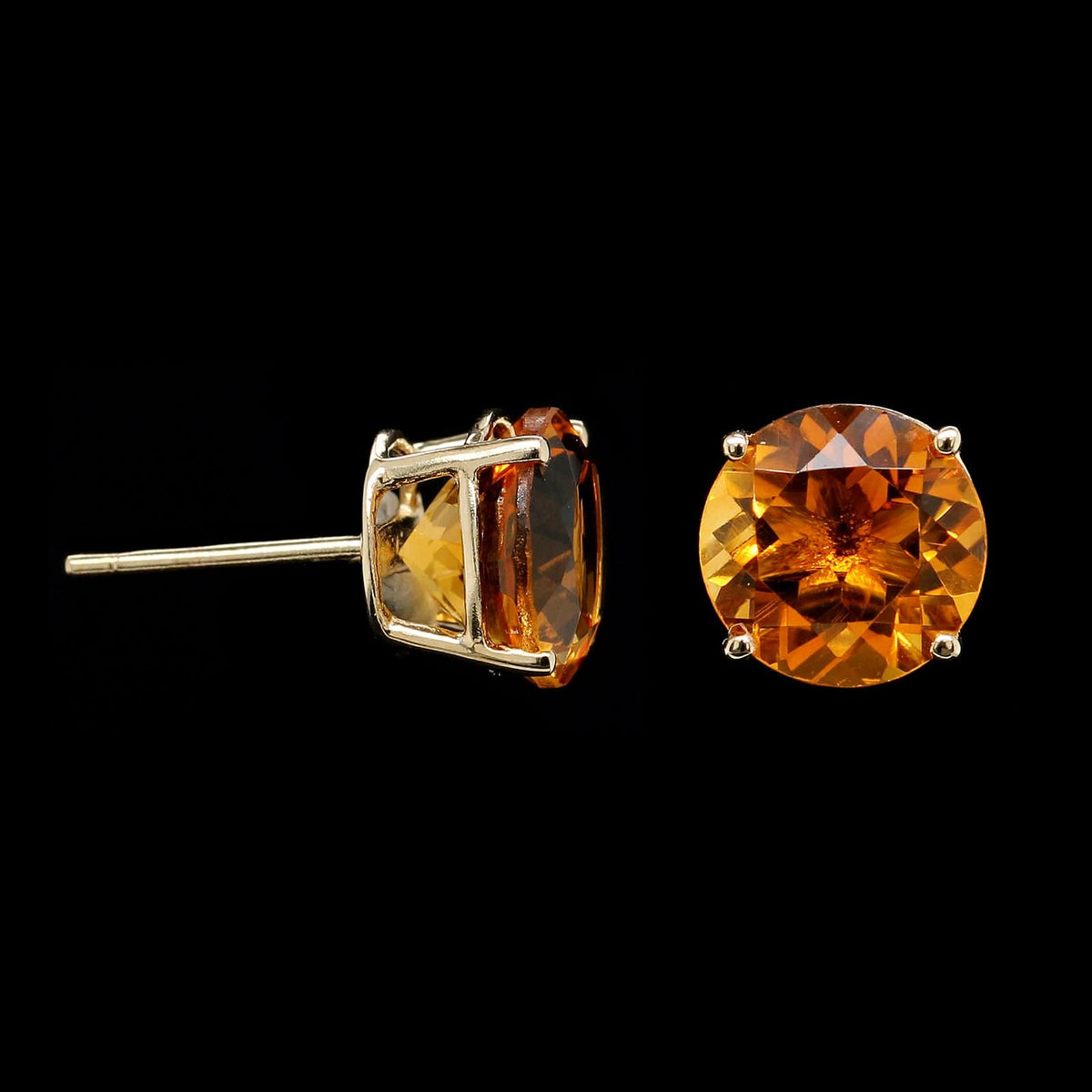 14K Yellow Gold Estate Citrine Studs