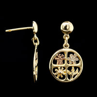 18K Tricolored Gold Estate Four Season Earrings