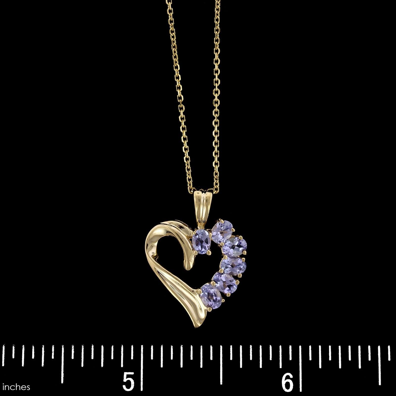 14K Yellow Gold Estate Tanzanite Heart Pendant