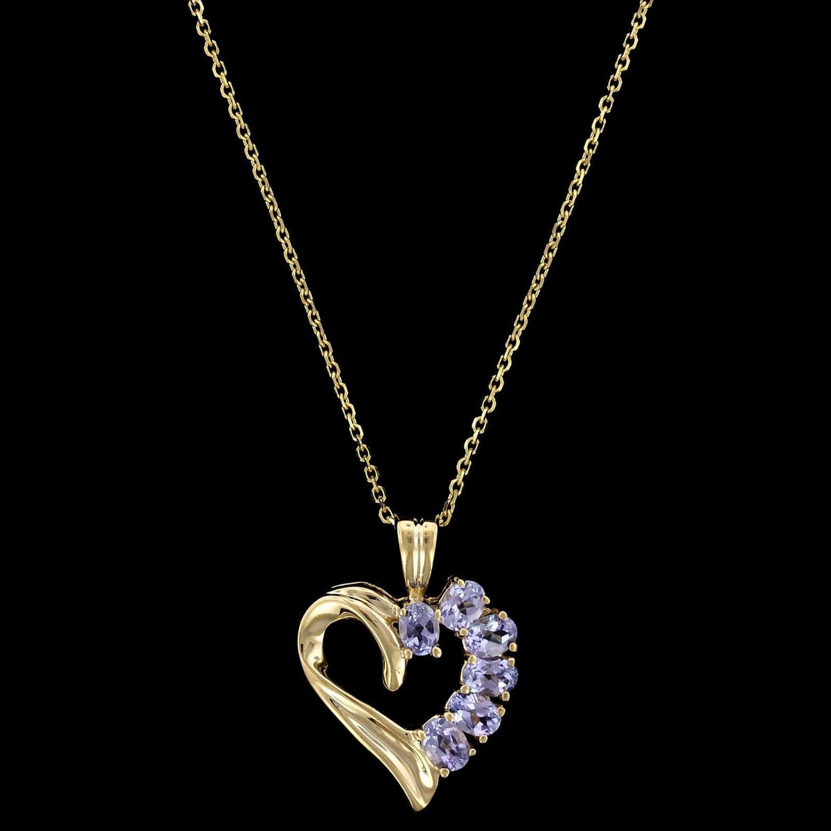 14K Yellow Gold Estate Tanzanite Heart Pendant