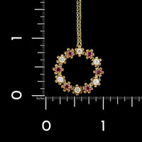 14K Yellow Gold Estate Ruby and Diamond Circle Pendant