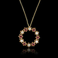 14K Yellow Gold Estate Ruby and Diamond Circle Pendant