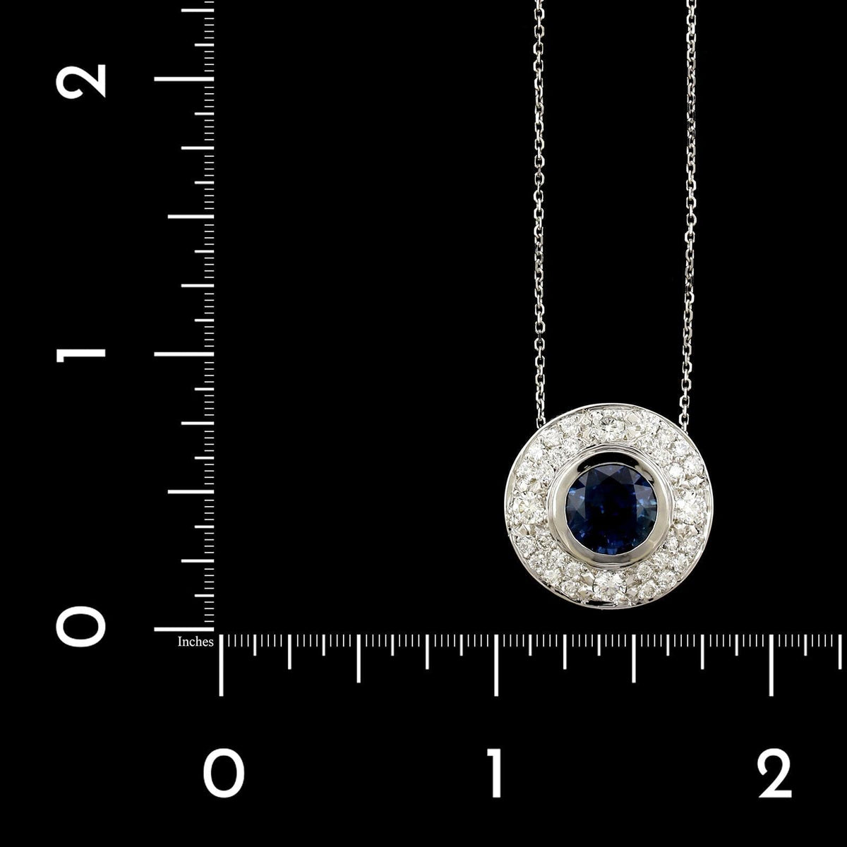 14K White Gold Estate Sapphire and Diamond Pendant