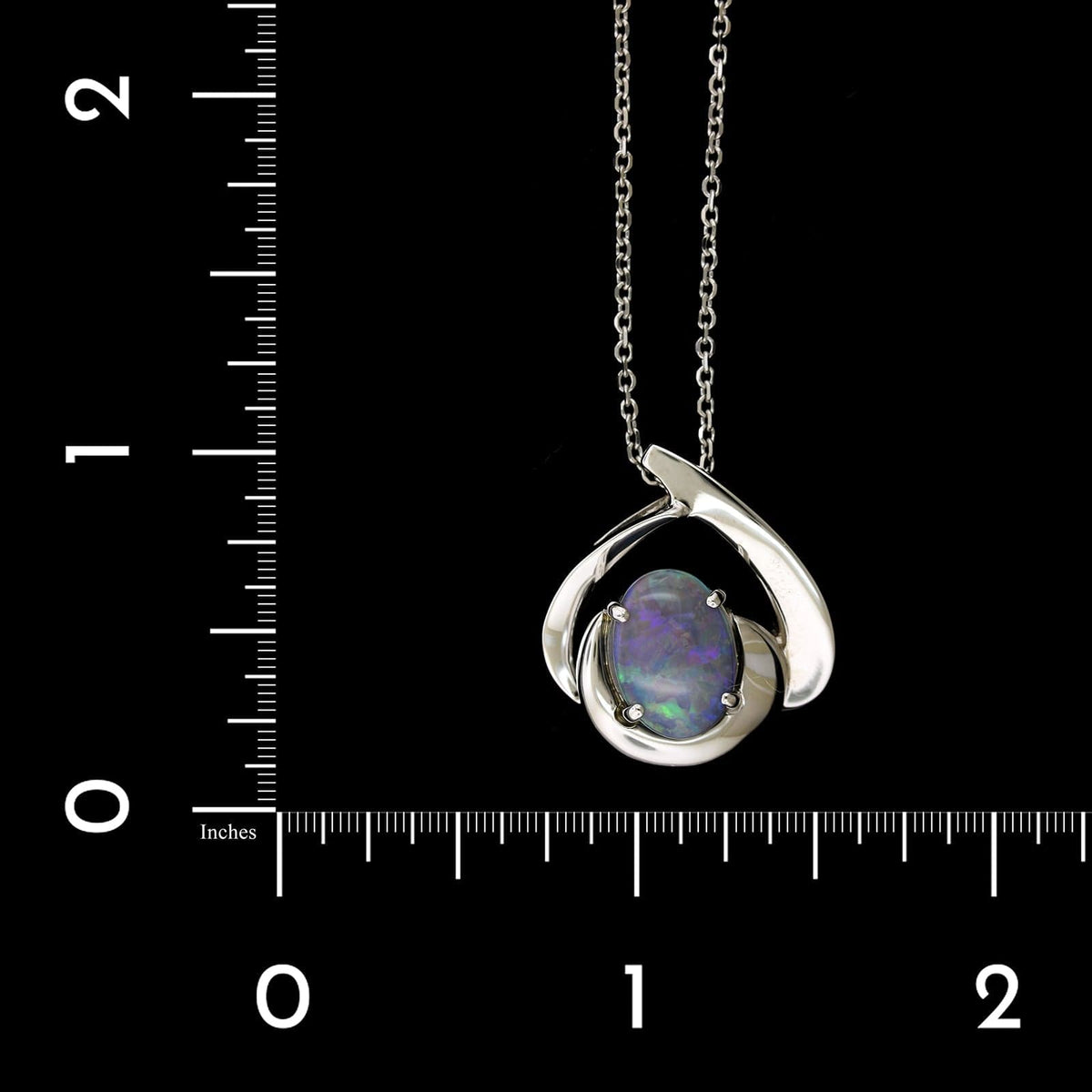 14K White Gold Estate Black Opal Pendant, 14K White Gold, Long's Jewelers