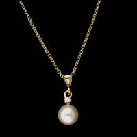 14K Yellow Gold Estate Cultured Pearl and Diamond Pendant, 14k yellow gold, Long's Jewelers