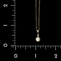 14K Yellow Gold Estate Cultured Pearl and Diamond Pendant, 14k yellow gold, Long's Jewelers