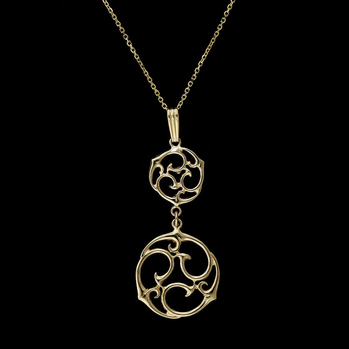 14K Yellow Gold Estate Celtic Triskele Double Pendant