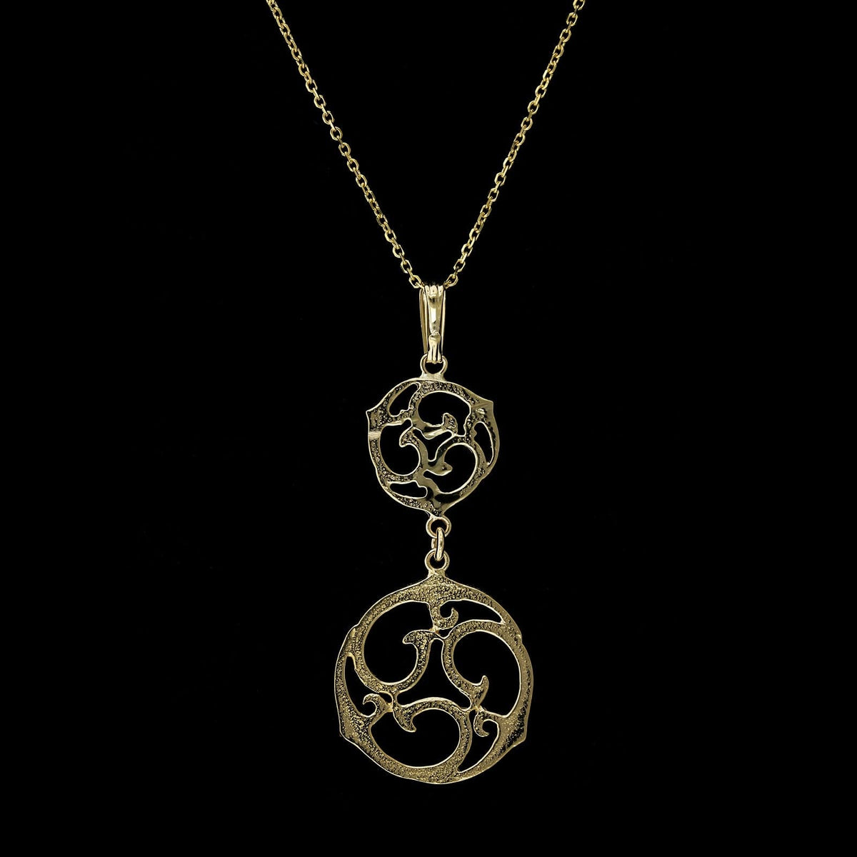 14K Yellow Gold Estate Celtic Triskele Double Pendant