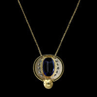 18K Yellow Gold Estate Tanzanite and Diamond Pendant