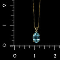 14K Yellow Gold Estate Blue Topaz Pendant