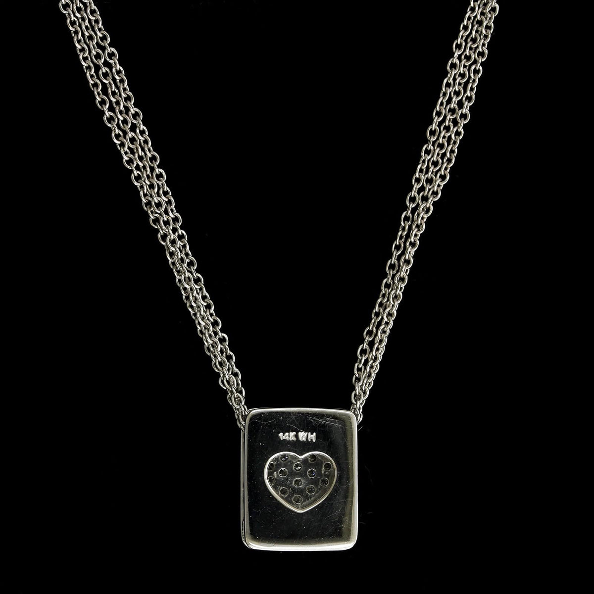 14K White Gold Estate Diamond Heart Pendant