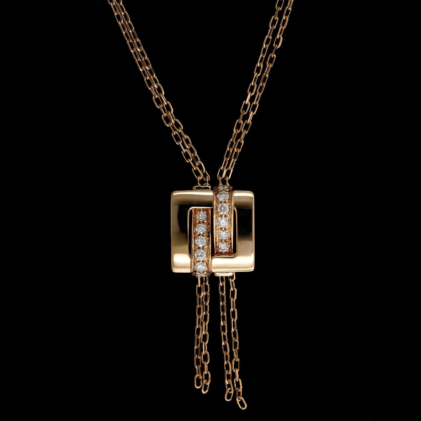 Boucheron 14K Rose Gold Estate Diamond Buckle Necklace