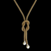 14K Yellow and White Gold Estate Cultured Pearl Necklace