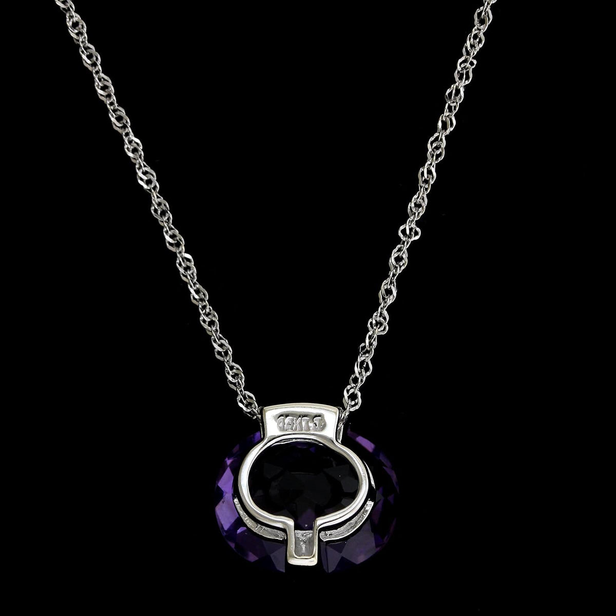 14K White Gold  Estate Amethyst and Diamond Pendant