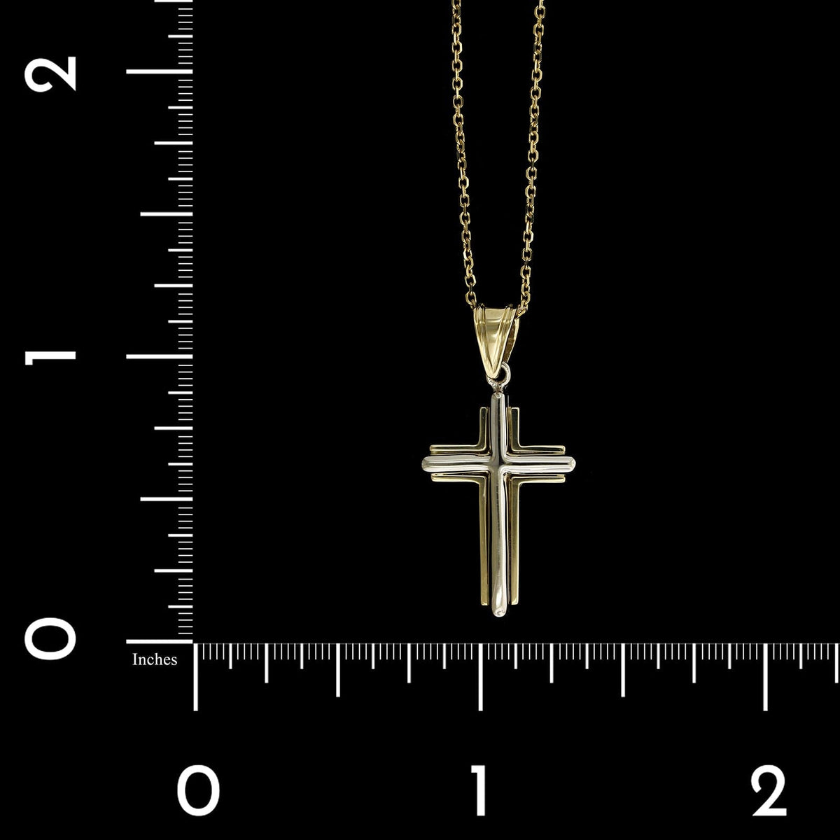 14K Two-tone Gold Estate Cross Pendant Necklace