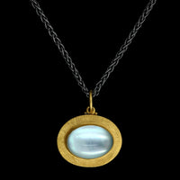 Lika Behar Sterling Silver 24K Yellow Gold Estate Blue Topped Mother of Pearl Pompeii Pendant Necklace