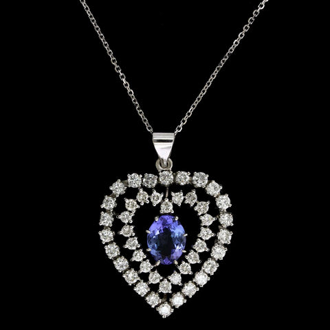 Order Today Tanzanite Diamond Halo Necklace In 14k Real Gold At Affordable  Price