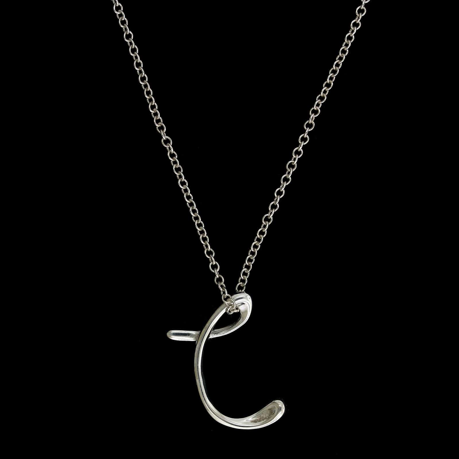 Tiffany & Co. Sterling Silver Alphabet Letter C Pendant Necklace