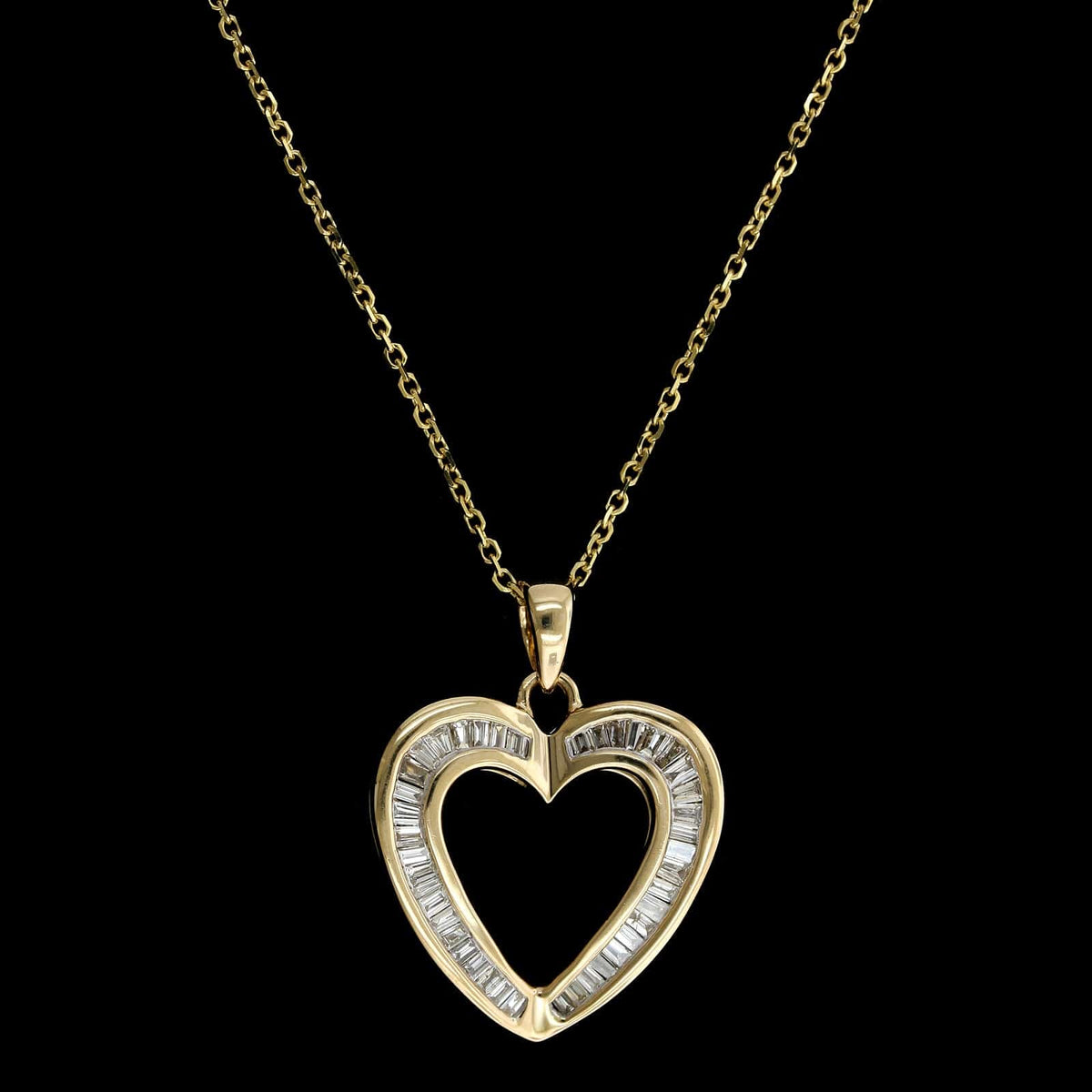 14K Yellow Gold Estate Diamond Heart Pendant Necklace