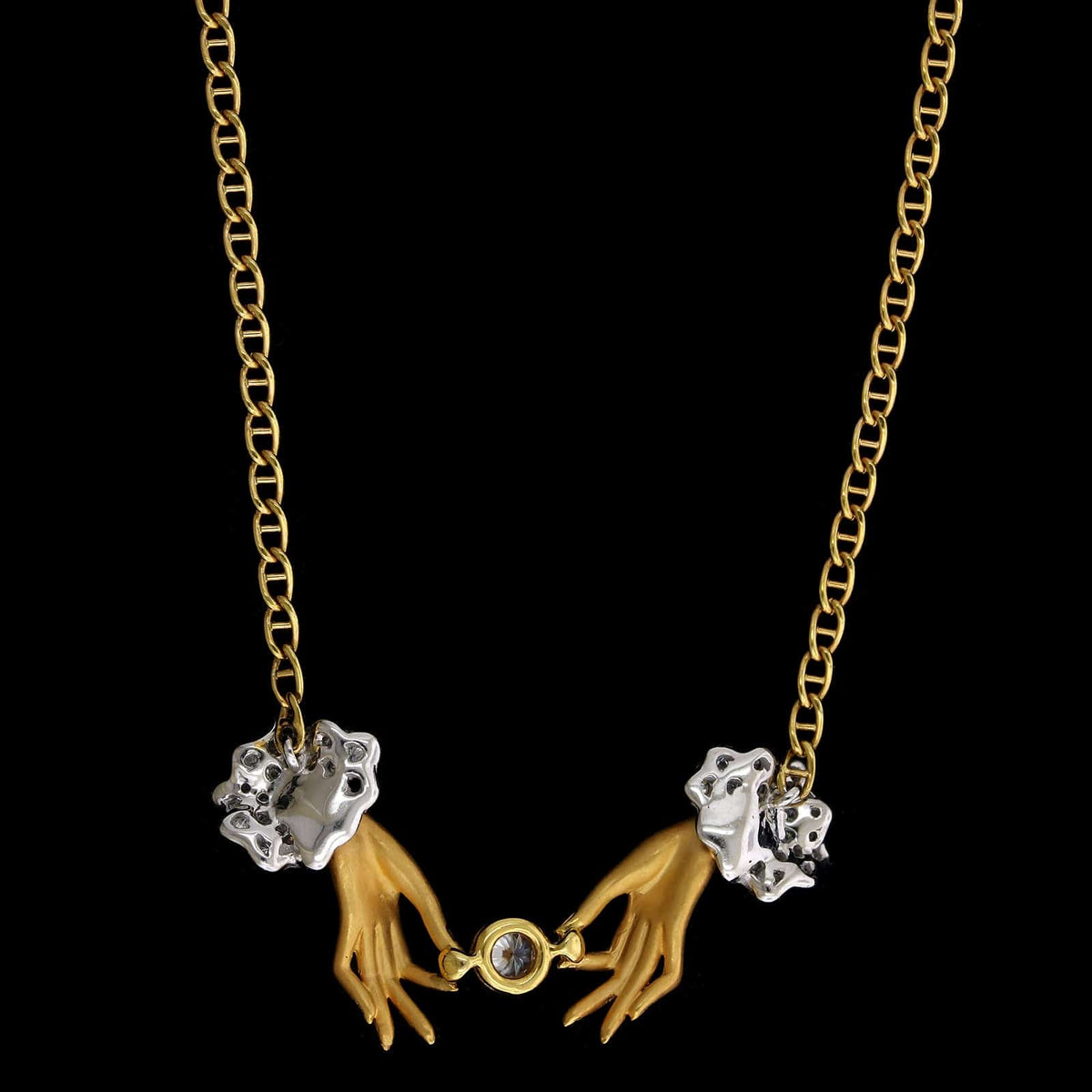 Carrera Y Carrera 18K Two-tone Gold Estate Diamond Las Manos Hands Necklace