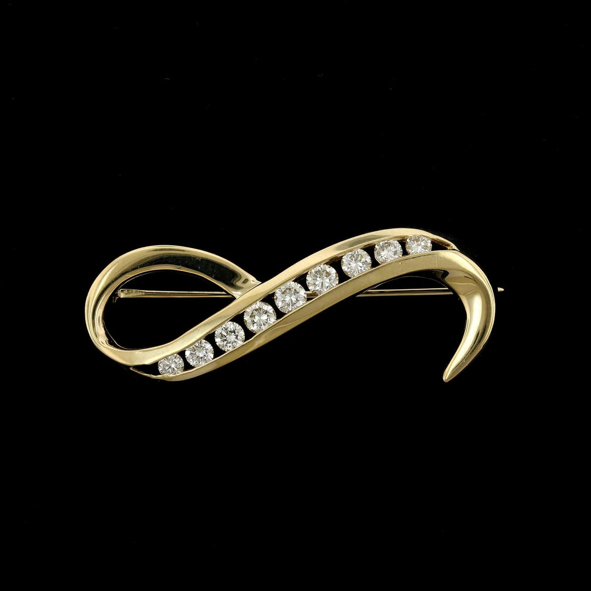 14K Yellow Gold Estate Diamond Pin