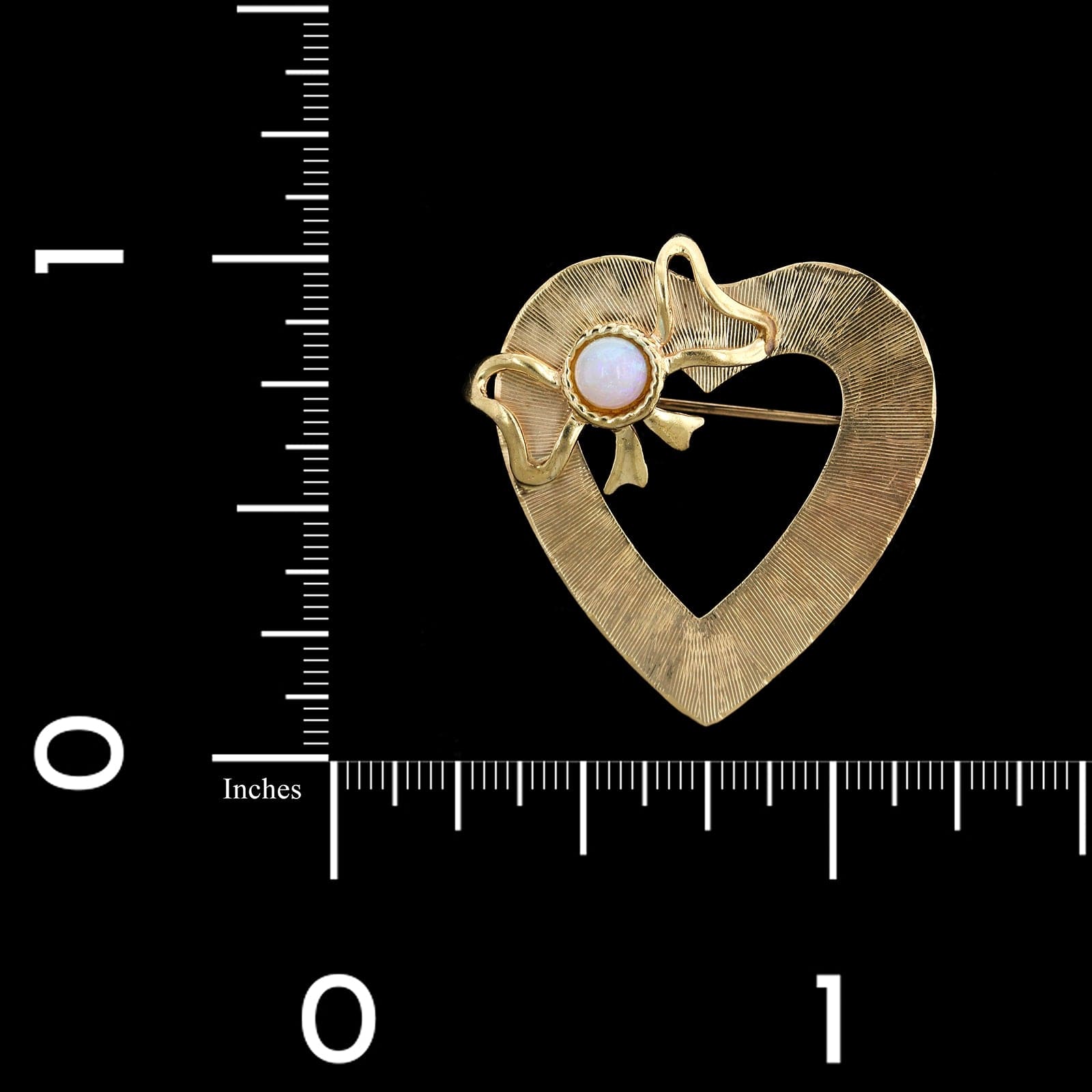 Vintage 14K Yellow Gold Estate Opal Heart Pin